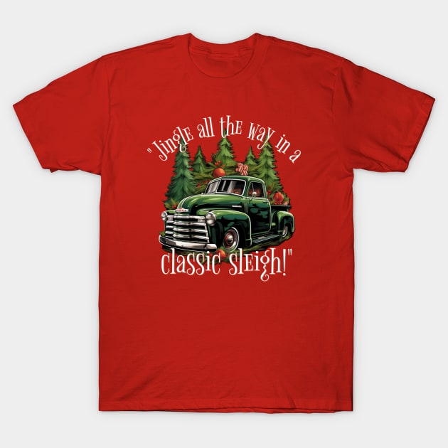 Jingle all the way in a classic sleigh T-Shirt by Spearhead Ink